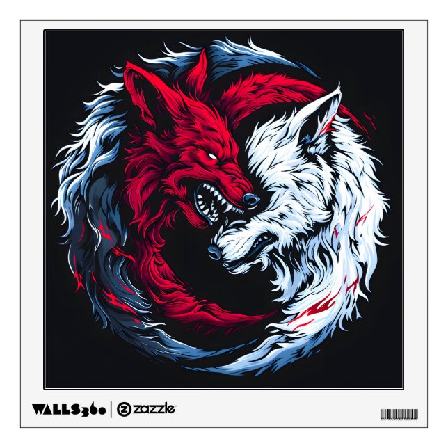 Dual Wild Lunar Wolf Wall Decal (Front)