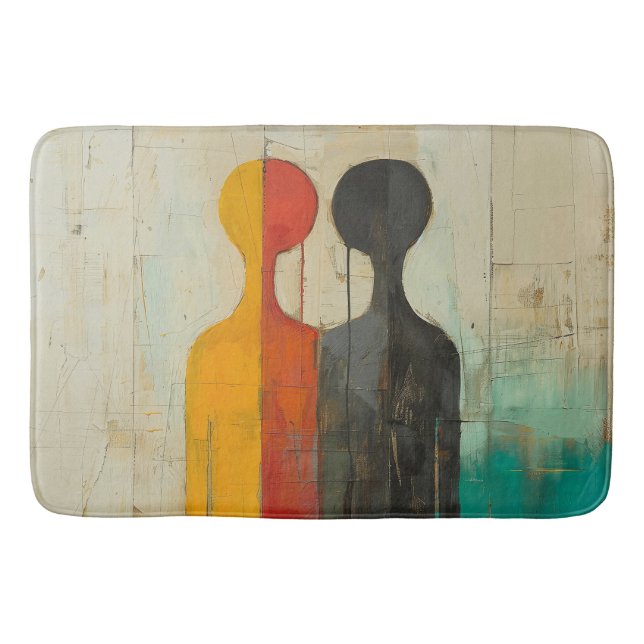Duality – Abstract Figures of Light and Shadow Bath Mat (Front)