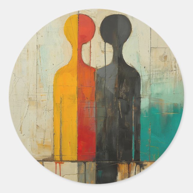 Duality – Abstract Figures of Light and Shadow Classic Round Sticker (Front)