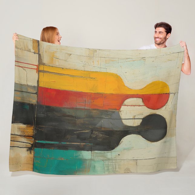 Duality – Abstract Figures of Light and Shadow Fleece Blanket (In Situ)