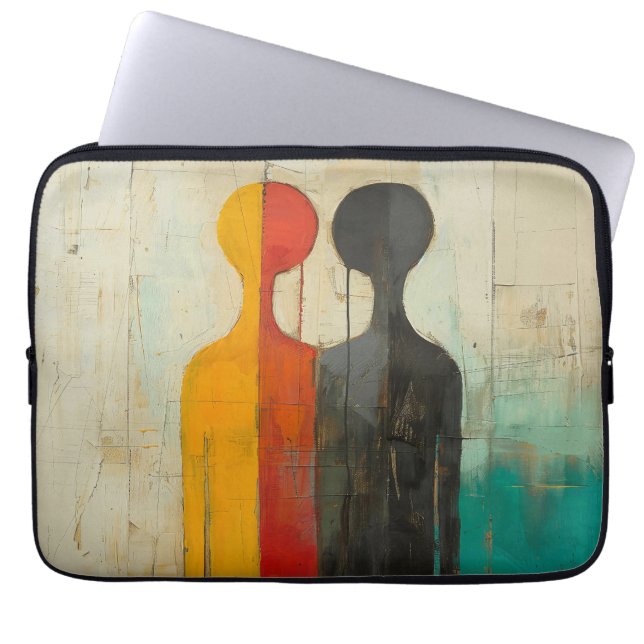 Duality – Abstract Figures of Light and Shadow Laptop Sleeve (Front)