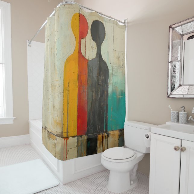 Duality – Abstract Figures of Light and Shadow Shower Curtain (In Situ)