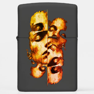 Duality in Gold – Abstract Modern Portrait Zippo Lighter