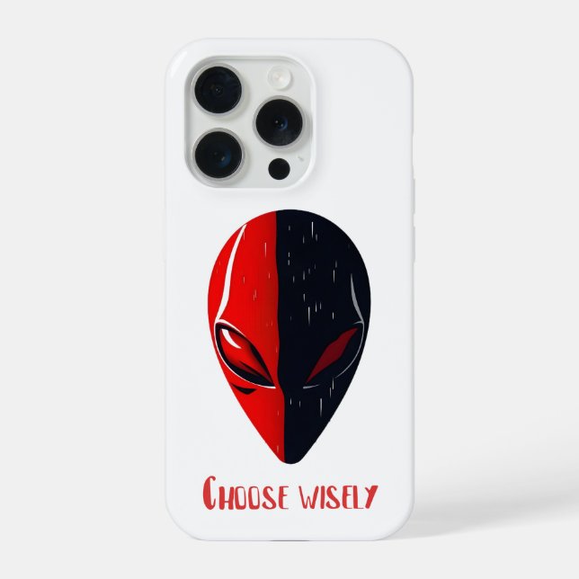 Duality Mask – Red and Black Minimalist Face iPhone Case (Back)