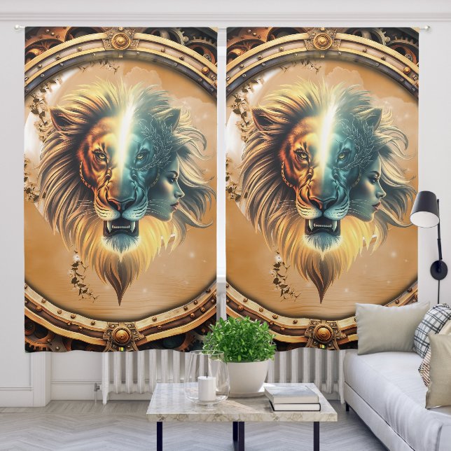 Duality of Strength, The Lion and the Woman.  Blackout Curtains (Living Room)