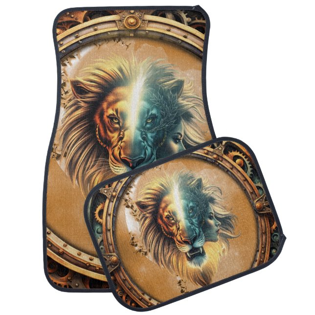 Duality of Strength, The Lion and the Woman. Car Floor Mat (Set)