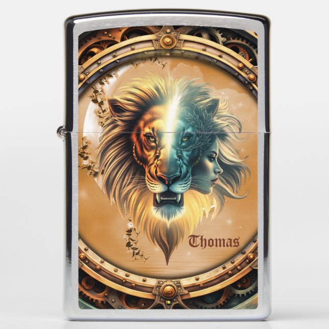 Duality of Strength, The Lion and the Woman Zippo Lighter (Front)