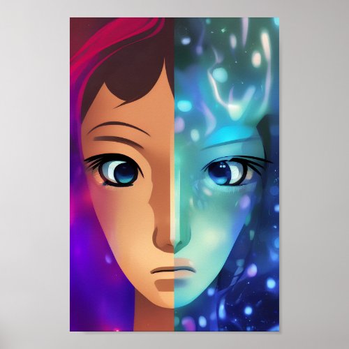 Duality Unveiled Abstract Dual Personality Concept Poster