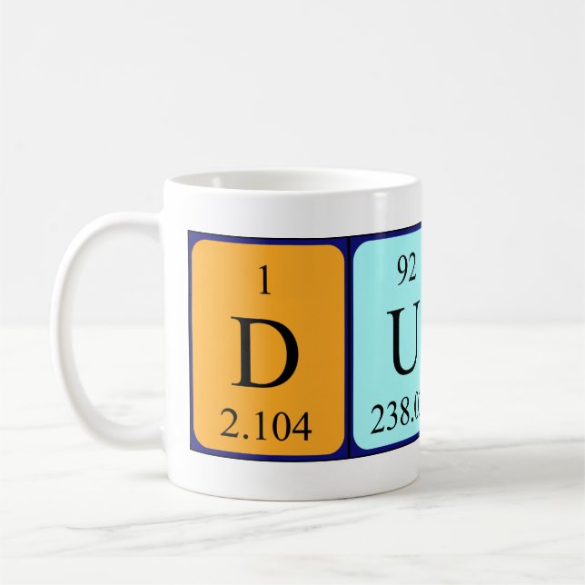 Duarte periodic table name mug (Left)