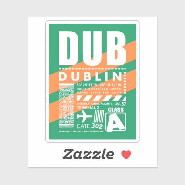 DUB Dublin Airport Sticker (Sheet)