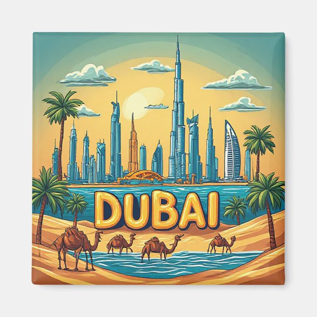 🧲 Dubai Adventure Vacation Memory From UAE 🏙️ Magnet (Front)