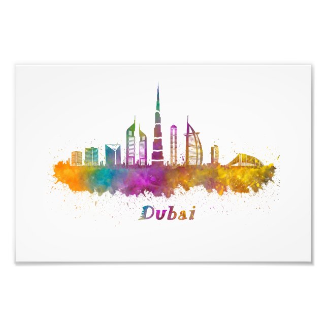Dubai aquarela horizon photo print (Front)