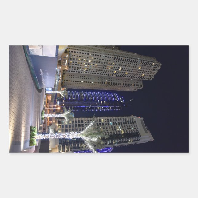 Dubai architecture at night rectangular sticker (Front)