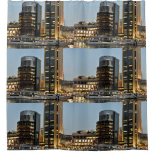 Dubai architecture at night shower curtain