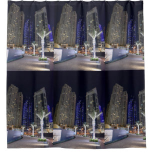 Dubai architecture at night shower curtain