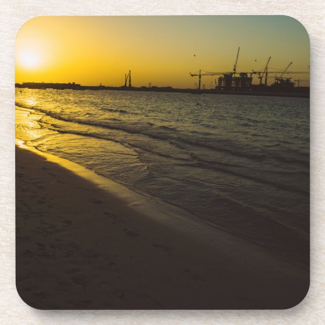 Dubai beach sunset drink coaster (Front)