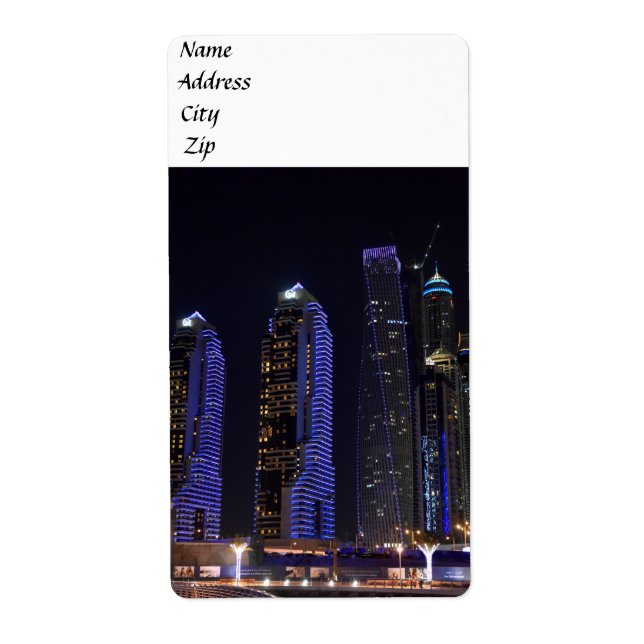 Dubai Cayan Tower at night Label (Front)