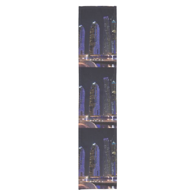 Dubai Cayan Tower at night Short Table Runner (Front)