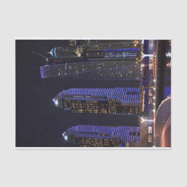 Dubai Cayan Tower at night Tissue Paper (Front)