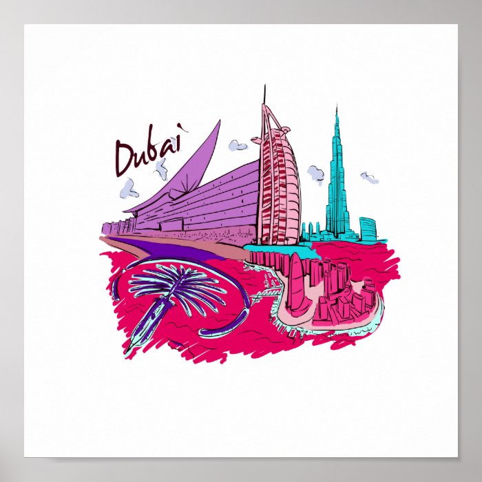 dubai city pink graphic travel design.png print