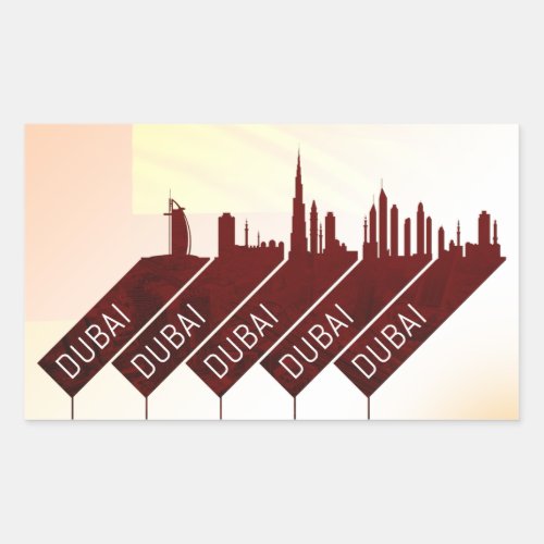 Dubai city travel style rectangular sticker