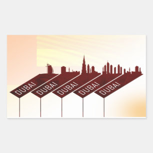 Dubai city travel style rectangular sticker