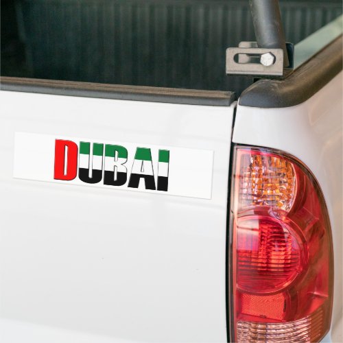 Dubai City UAE Flag Colors Typography Bumper Sticker