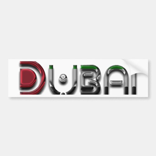 Dubai City UAE Flag Colors Typography Bumper Sticker