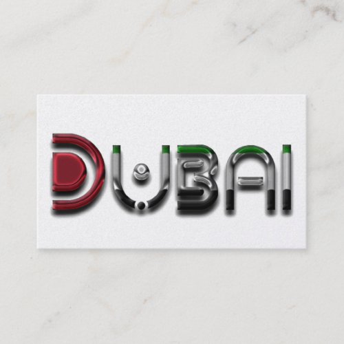 Dubai City UAE Flag Colors Typography Business Card