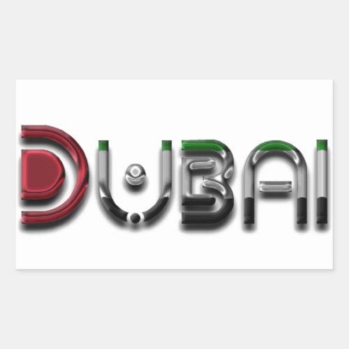 Dubai City UAE Flag Colors Typography Rectangular Sticker