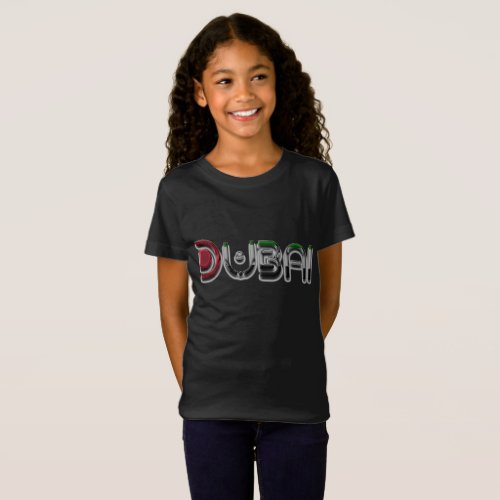 Dubai City UAE Flag Colors Typography T_Shirt