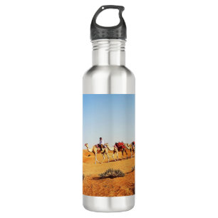 Dubai desert and camels stainless steel water bottle