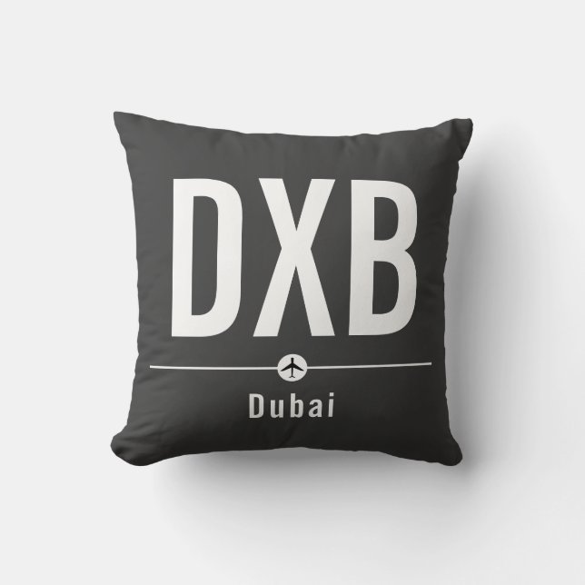 Dubai DXB Airport Code - Aviation Throw Pillow (Front)