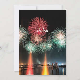 Dubai fireworks, labeled, card