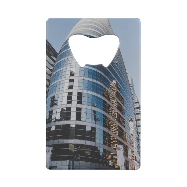 Dubai glass skyscraper credit card bottle opener (Front)