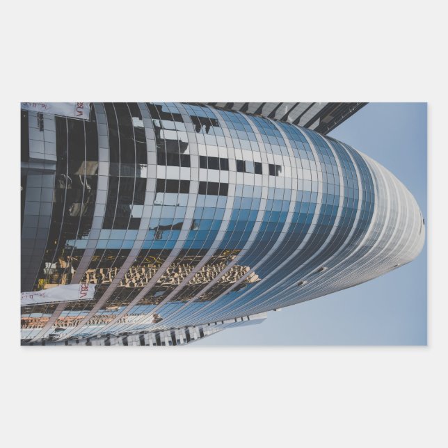 Dubai glass skyscraper rectangular sticker (Front)