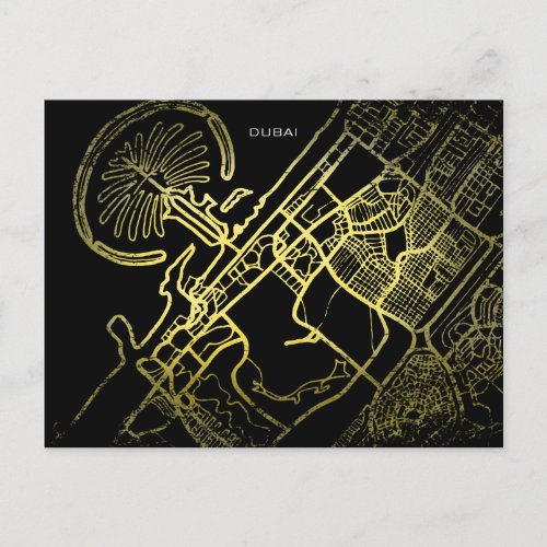 Dubai Gold Style Art Map   Postcard