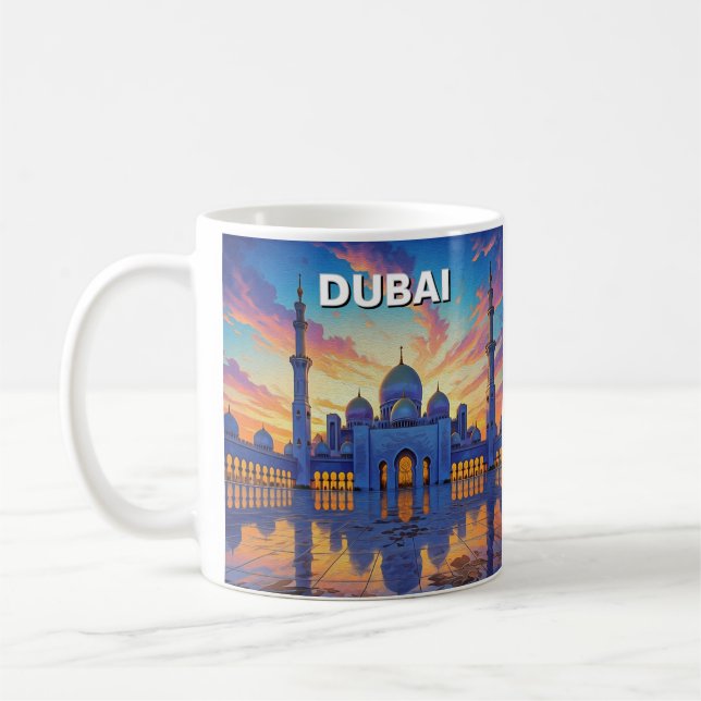 Dubai Grand Mosque UAE Sunset Coffee Mug (Left)