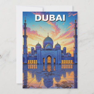 Dubai Grand Mosque UAE Sunset Holiday Card