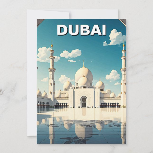 Dubai Grand Mosque UAE Travel Holiday Card (Front)