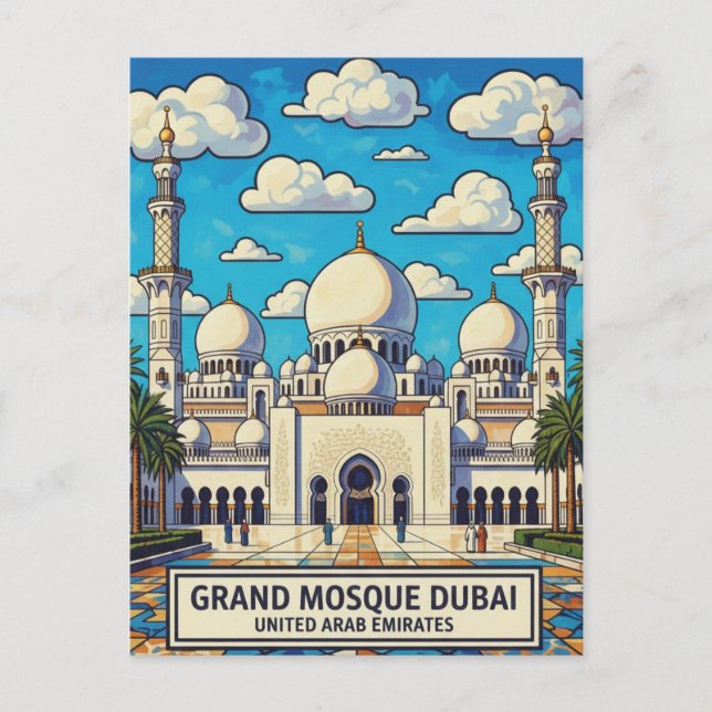 Dubai Grand Mosque UAE Travel Postcard (Front)