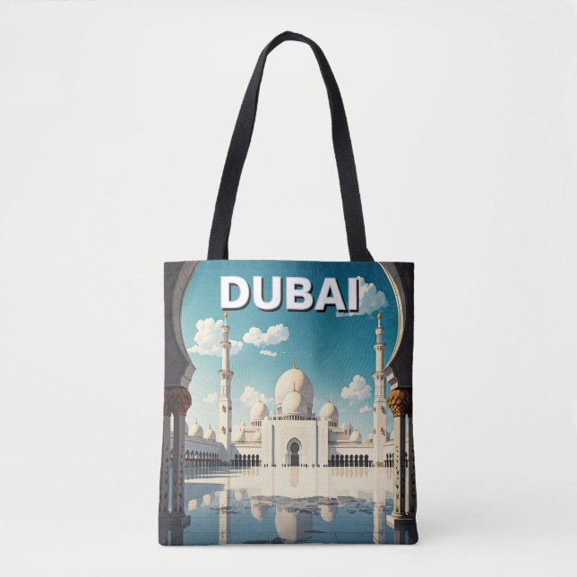 Dubai Grand Mosque UAE Travel Tote Bag (Front)