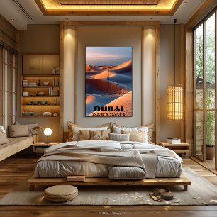 Dubai: Line Art with Coordinates and Photo. Poster