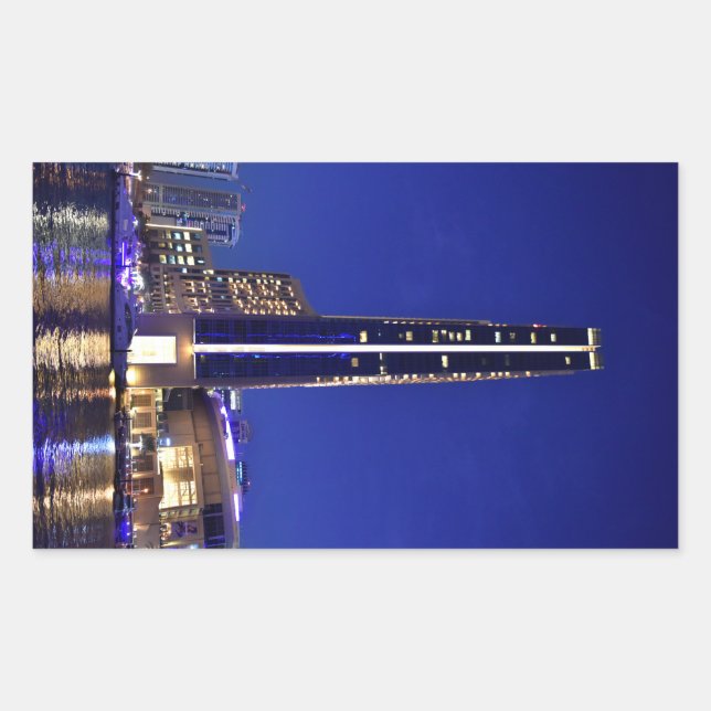 Dubai Marina architecture at night Rectangular Sticker (Front)