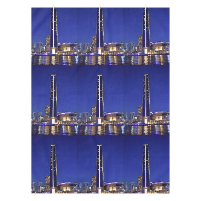 Dubai Marina architecture at night Tablecloth (Front)