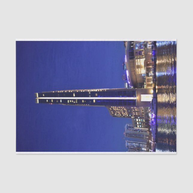 Dubai Marina architecture at night Tissue Paper (Front)