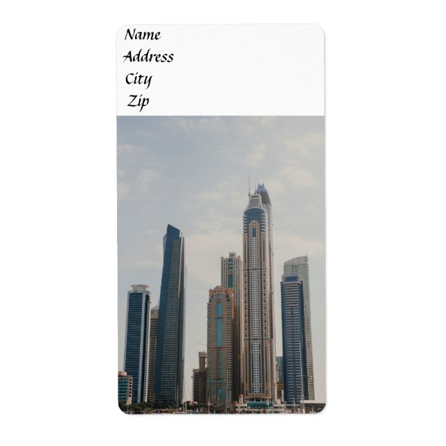 Dubai Marina architecture Label (Front)