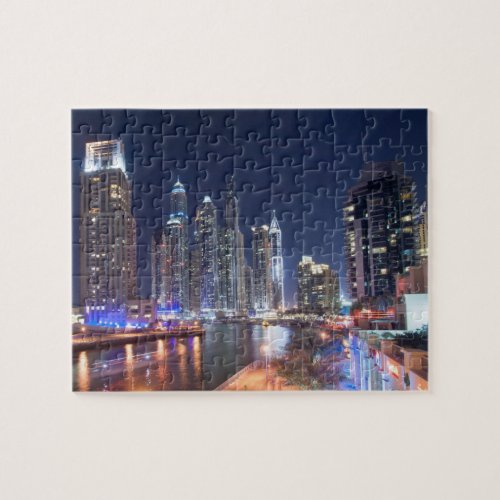 Dubai Marina at night United Arab Emirates Jigsaw Puzzle