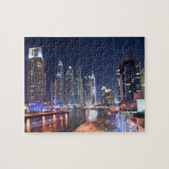Dubai Marina at night, United Arab Emirates Jigsaw Puzzle (Horizontal)