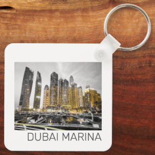 Dubai Marina City UAE Skyline Vintage Panorama Keychain